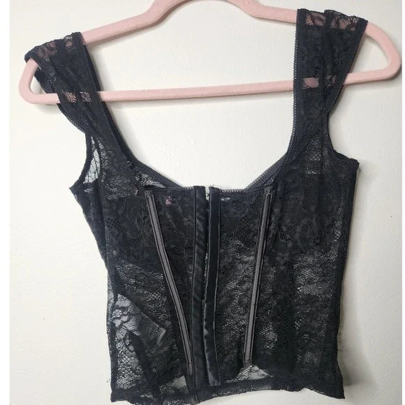 Edikted Rita Lace Corset Top Black y2k Whimsigoth Mall Goth Size Small - Picture 6 of 6